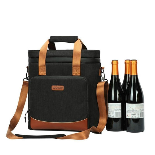 Prepare for compliments and comments as you enjoy an outdoor concert, BBQ party, visiting friends/family, or a relaxing day at the beach. 3 bottle insulated padding to prevent wine bottles from breaking. A perfect gift for the person that has everything. This distinctive cooler bag was designed for wine. Enjoy!